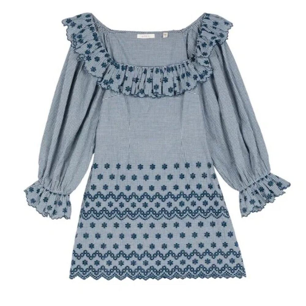 Dôen Franique Mini Dress in Azure Paris Gingham